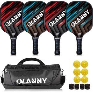 Graphite Pickleball Paddles Set- Premium Rackets Fiber Face & Polymer Honeycomb